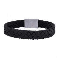 Nordahl Andersen Sort flette læderarmbånd 21 cm