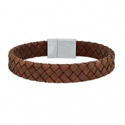 Nordahl Andersen brun flette læderarmbånd 21 cm