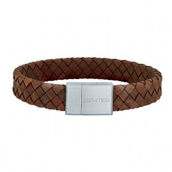 Nordahl Andersen brun flette læderarmbånd 21 cm