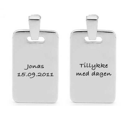 Dogtag massiv sølv 15 x 25 mm inkl. kæde