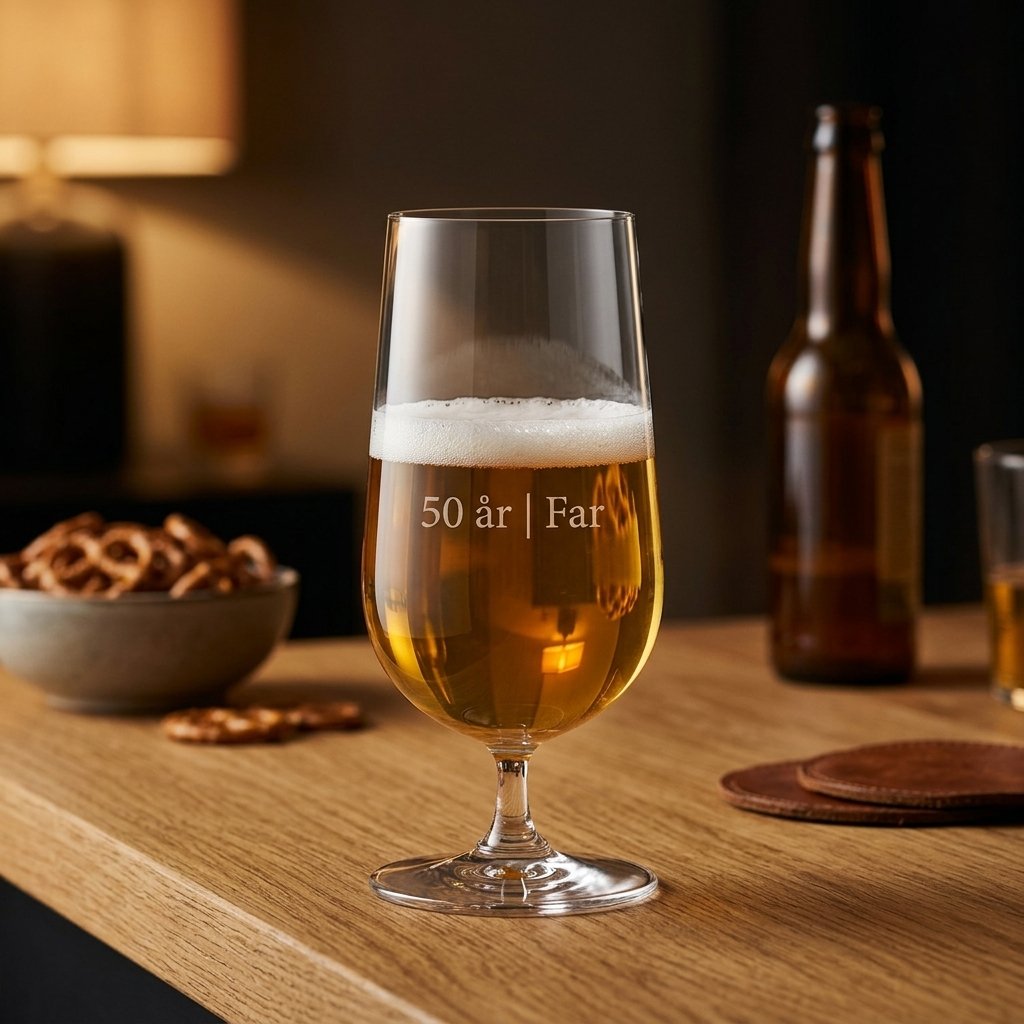 Grand Cru ølglas med graveret tekst på hjemmebar