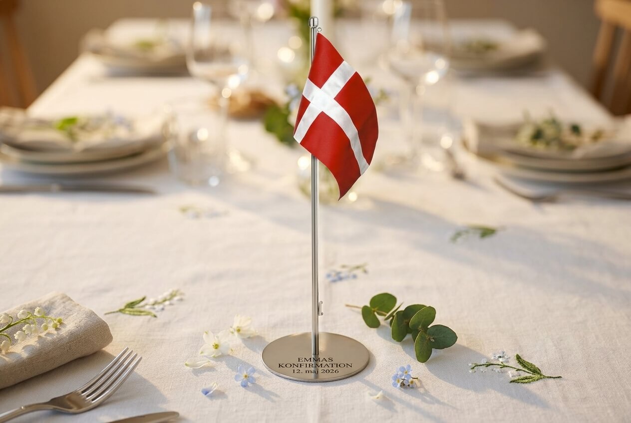 Bordflag med gravering til konfirmation