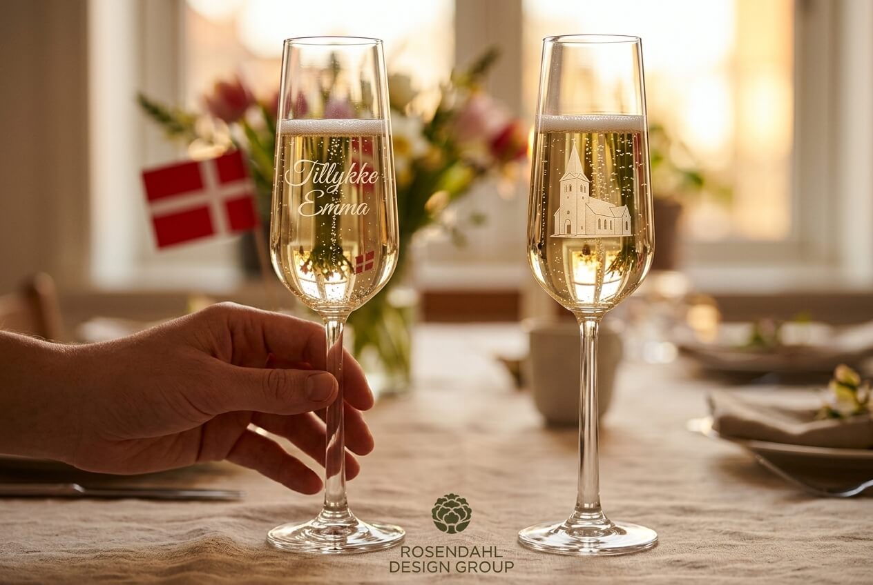 Champagneglas med gravering til konfirmation
