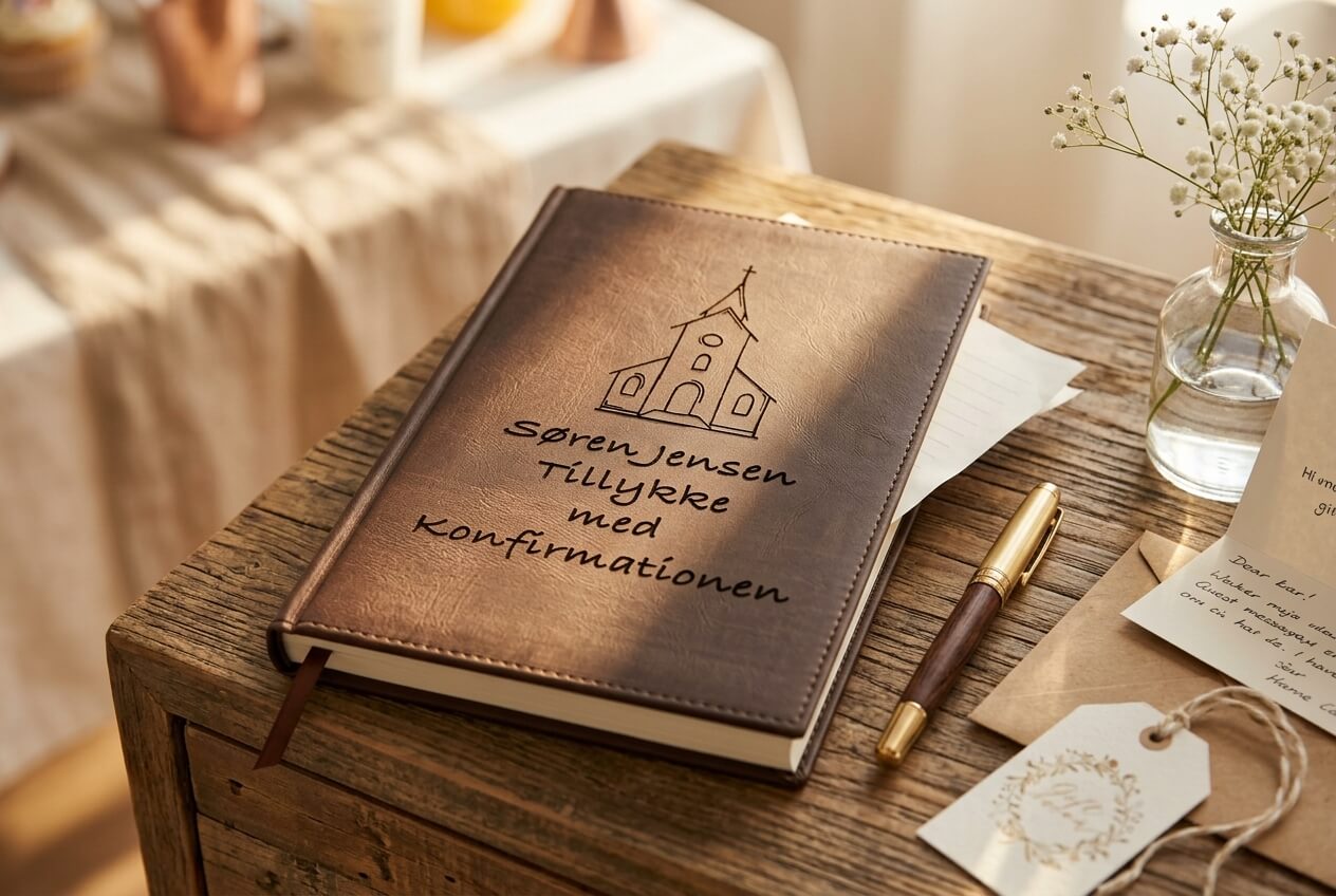 Gæstebog til konfirmation med gravering